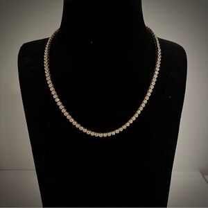 NEW Diamonique Elegant Silver Bezel Tennis Necklace